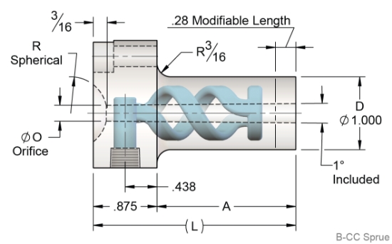 PCS Company - Conformal Cooled Sprue Bushing B Series - Dia 1